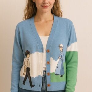 Studio Ghibli Howl’s Moving Castle Cardigan Sweater Sophie Howl Green Blue M